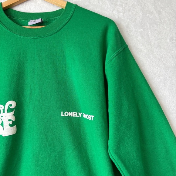 Lonely Ghost Green it’s cool to care crew neck pullover sweatshirt size medium - Picture 2 of 12